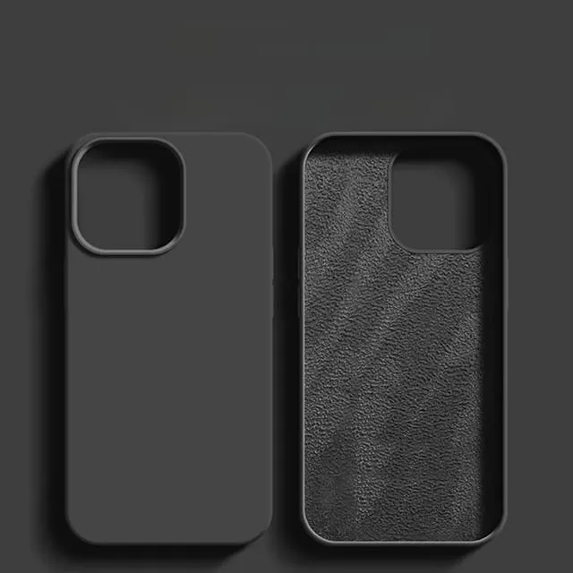Vloeibaar Siliconen iPhone Hoesje met Schokdemping voor 14 15 16 17 Pro Max Modellen Klassieke Beschermhoes | Sansoti