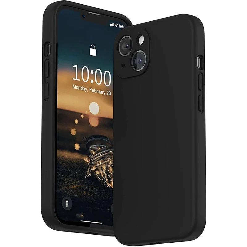 Vloeibaar Siliconen iPhone Hoesje met Schokdemping voor 14 15 16 17 Pro Max Modellen Klassieke Beschermhoes | Sansoti