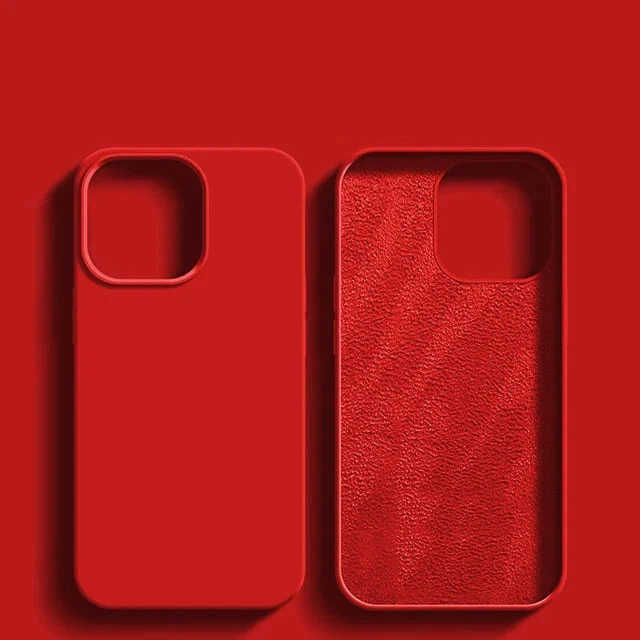Vloeibaar Siliconen iPhone Hoesje met Schokdemping voor 14 15 16 17 Pro Max Modellen Klassieke Beschermhoes | Sansoti