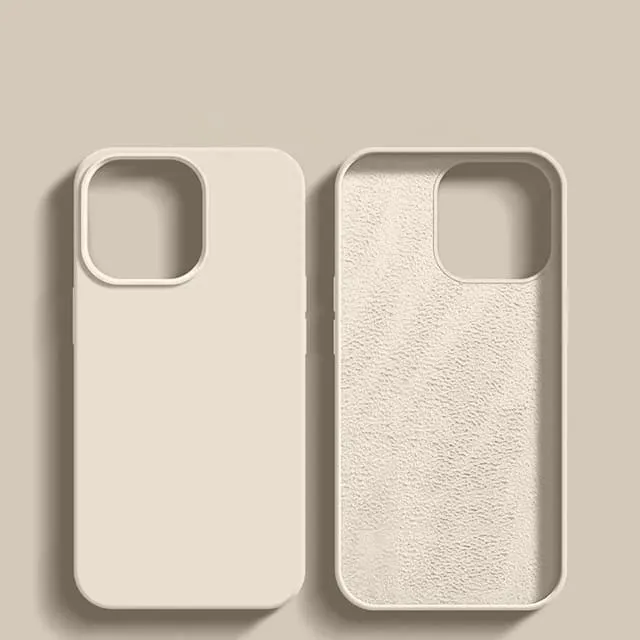 Vloeibaar Siliconen iPhone Hoesje met Schokdemping voor 14 15 16 17 Pro Max Modellen Klassieke Beschermhoes | Sansoti