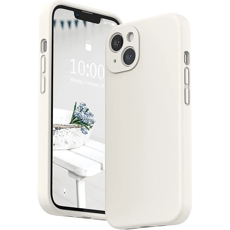 Vloeibaar Siliconen iPhone Hoesje met Schokdemping voor 14 15 16 17 Pro Max Modellen Klassieke Beschermhoes | Sansoti
