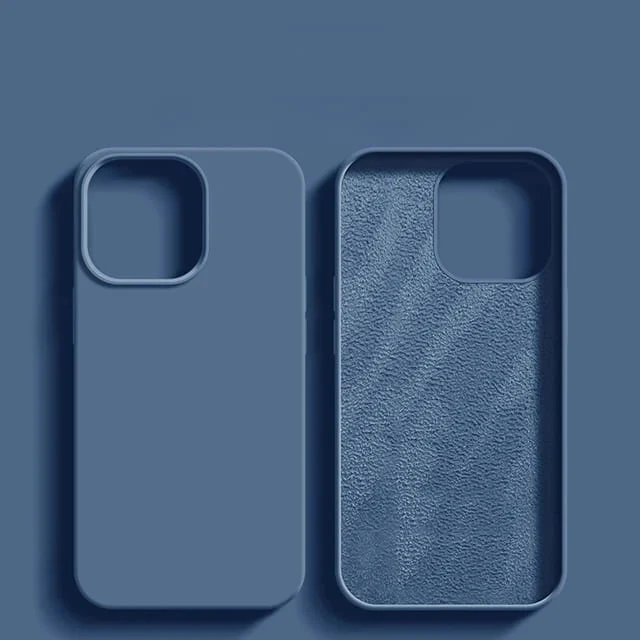 Vloeibaar Siliconen iPhone Hoesje met Schokdemping voor 14 15 16 17 Pro Max Modellen Klassieke Beschermhoes | Sansoti
