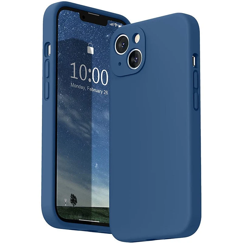 Vloeibaar Siliconen iPhone Hoesje met Schokdemping voor 14 15 16 17 Pro Max Modellen Klassieke Beschermhoes | Sansoti