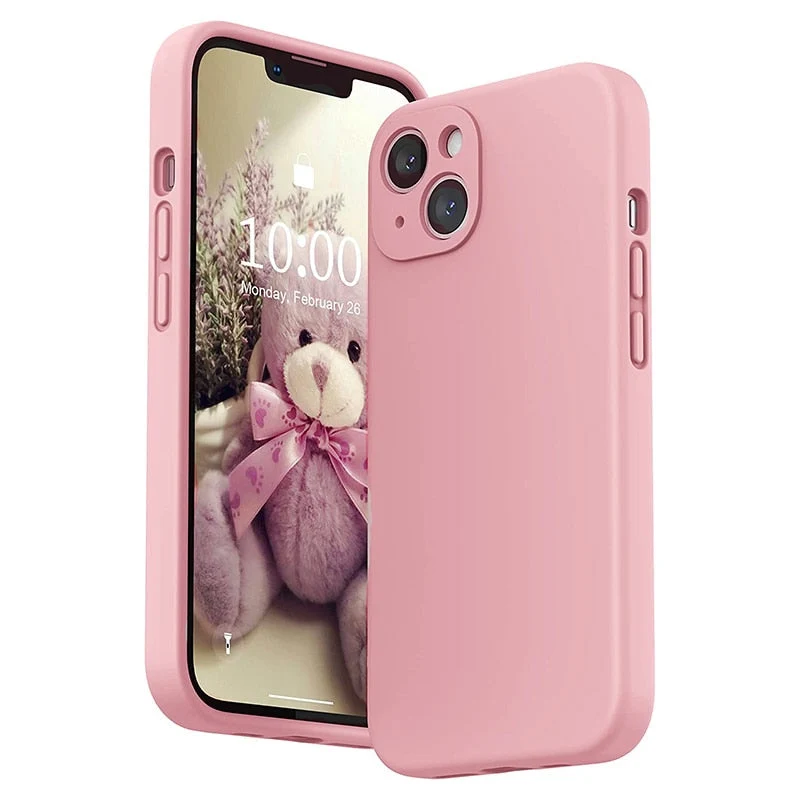 Vloeibaar Siliconen iPhone Hoesje met Schokdemping voor 14 15 16 17 Pro Max Modellen Klassieke Beschermhoes | Sansoti