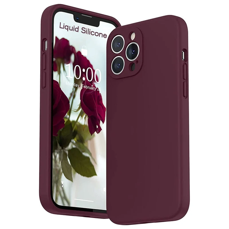 Vloeibaar Siliconen iPhone Hoesje met Schokdemping voor 14 15 16 17 Pro Max Modellen Klassieke Beschermhoes | Sansoti