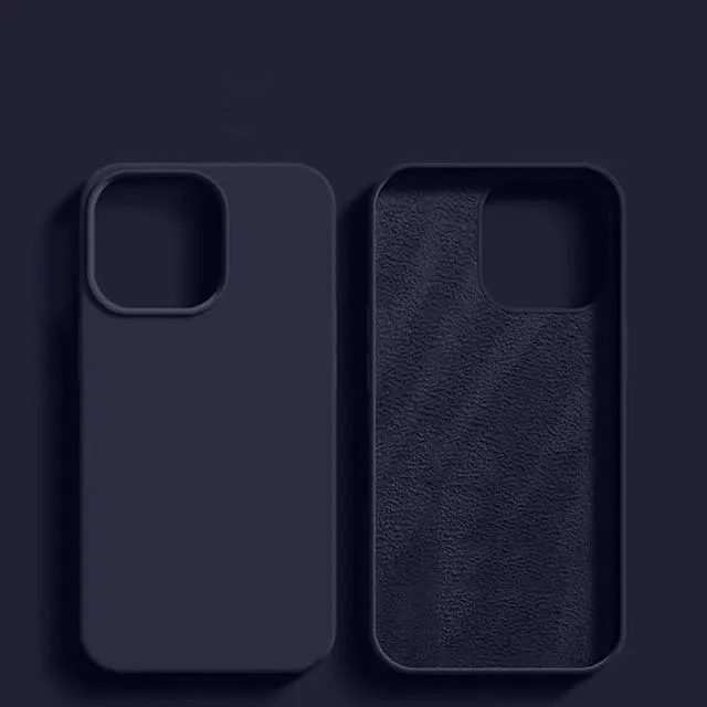 Vloeibaar Siliconen iPhone Hoesje met Schokdemping voor 14 15 16 17 Pro Max Modellen Klassieke Beschermhoes | Sansoti