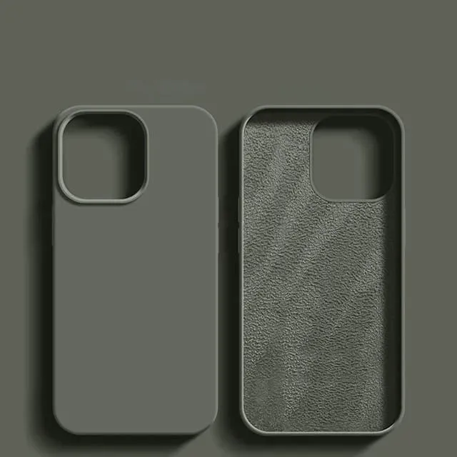 Vloeibaar Siliconen iPhone Hoesje met Schokdemping voor 14 15 16 17 Pro Max Modellen Klassieke Beschermhoes | Sansoti