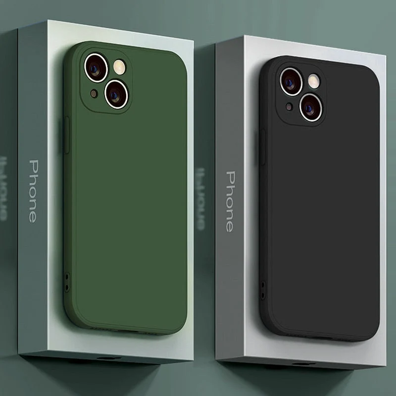 Vloeibaar Siliconen iPhone Hoesje met Schokdemping voor 14 15 16 17 Pro Max Modellen Klassieke Beschermhoes | Sansoti