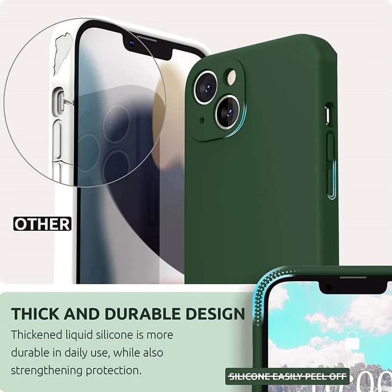 Vloeibaar Siliconen iPhone Hoesje met Schokdemping voor 14 15 16 17 Pro Max Modellen Klassieke Beschermhoes | Sansoti