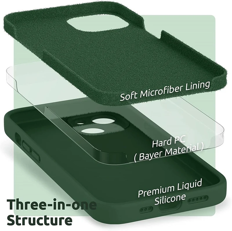 Vloeibaar Siliconen iPhone Hoesje met Schokdemping voor 14 15 16 17 Pro Max Modellen Klassieke Beschermhoes | Sansoti