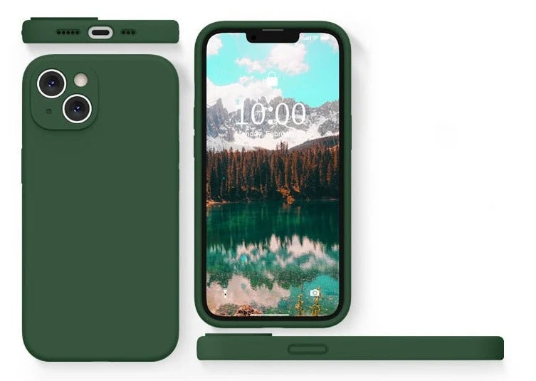 Vloeibaar Siliconen iPhone Hoesje met Schokdemping voor 14 15 16 17 Pro Max Modellen Klassieke Beschermhoes | Sansoti
