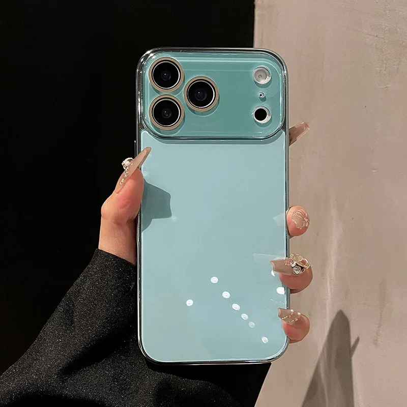 Glazen iPhone Hoesje met Camerabescherming en Gegalvaniseerde Zijkanten voor Premium Grip en Stijlvolle Look | Sansoti