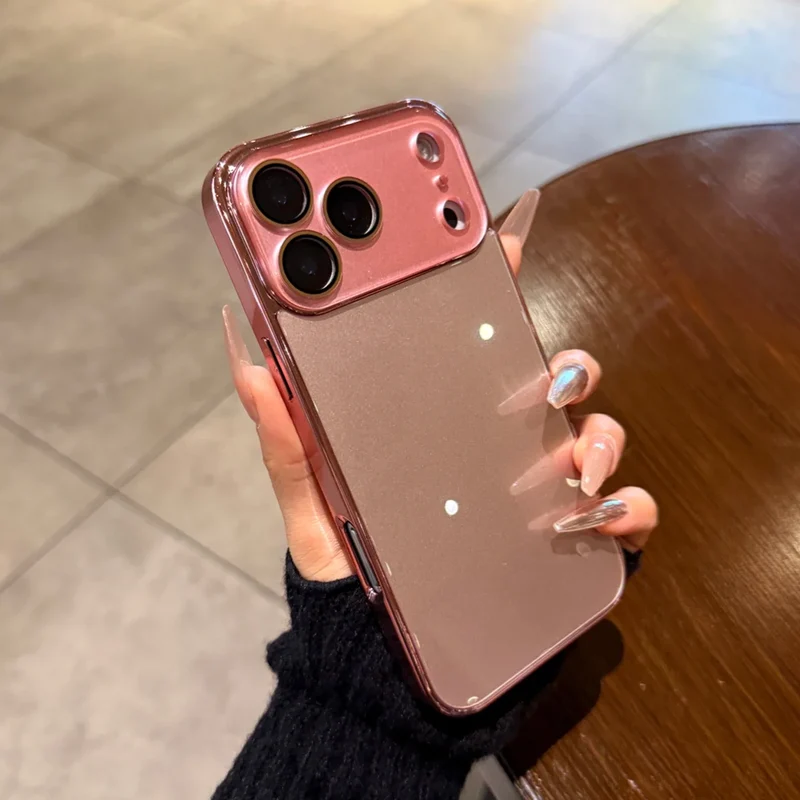 Glazen iPhone Hoesje met Camerabescherming en Gegalvaniseerde Zijkanten voor Premium Grip en Stijlvolle Look | Sansoti