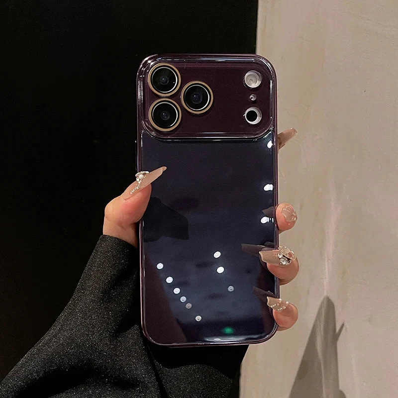 Glazen iPhone Hoesje met Camerabescherming en Gegalvaniseerde Zijkanten voor Premium Grip en Stijlvolle Look | Sansoti