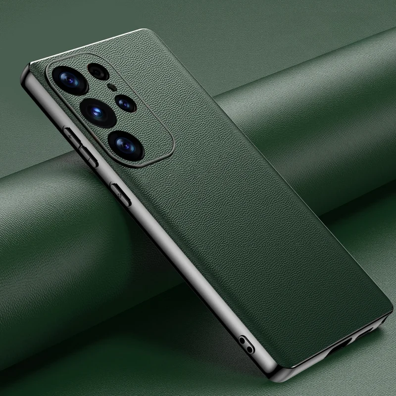 Smartphone Hoesje Echt Rundleer met Gemetalliseerde Zijkanten Samsung Galaxy S21-S25 Note 20 Draadloos Laden | Sansoti