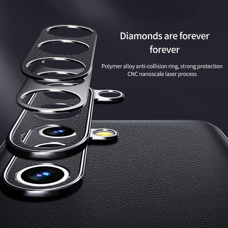 Smartphone Hoesje Echt Rundleer met Gemetalliseerde Zijkanten Samsung Galaxy S21-S25 Note 20 Draadloos Laden | Sansoti