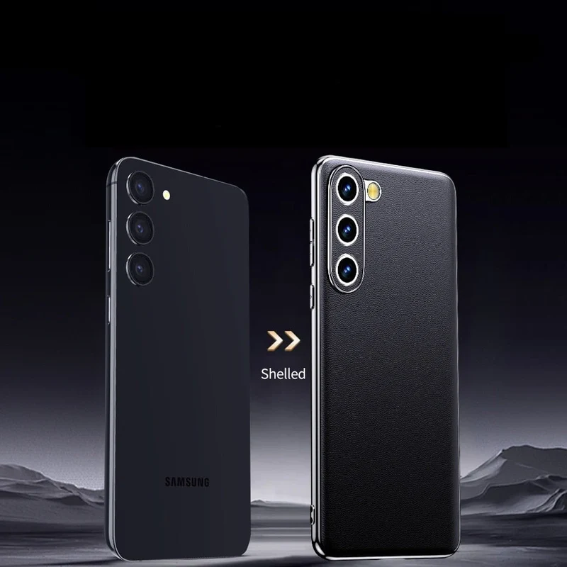 Smartphone Hoesje Echt Rundleer met Gemetalliseerde Zijkanten Samsung Galaxy S21-S25 Note 20 Draadloos Laden | Sansoti