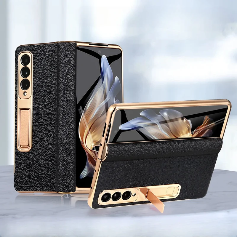 Leren Telefoonhoes met Standaard voor Opvouwbare Telefoons - Beschermend Stijlvol Foldable Cover Accessoire | Sansoti