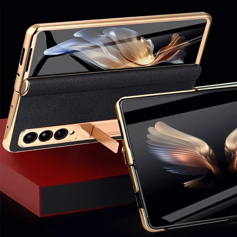 Leren Telefoonhoes met Standaard voor Opvouwbare Telefoons - Beschermend Stijlvol Foldable Cover Accessoire | Sansoti