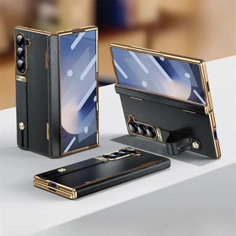 Leren Telefoonhoes met Standaard voor Opvouwbare Telefoons - Beschermend Stijlvol Foldable Cover Accessoire | Sansoti