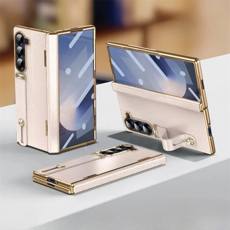 Leren Telefoonhoes met Standaard voor Opvouwbare Telefoons - Beschermend Stijlvol Foldable Cover Accessoire | Sansoti
