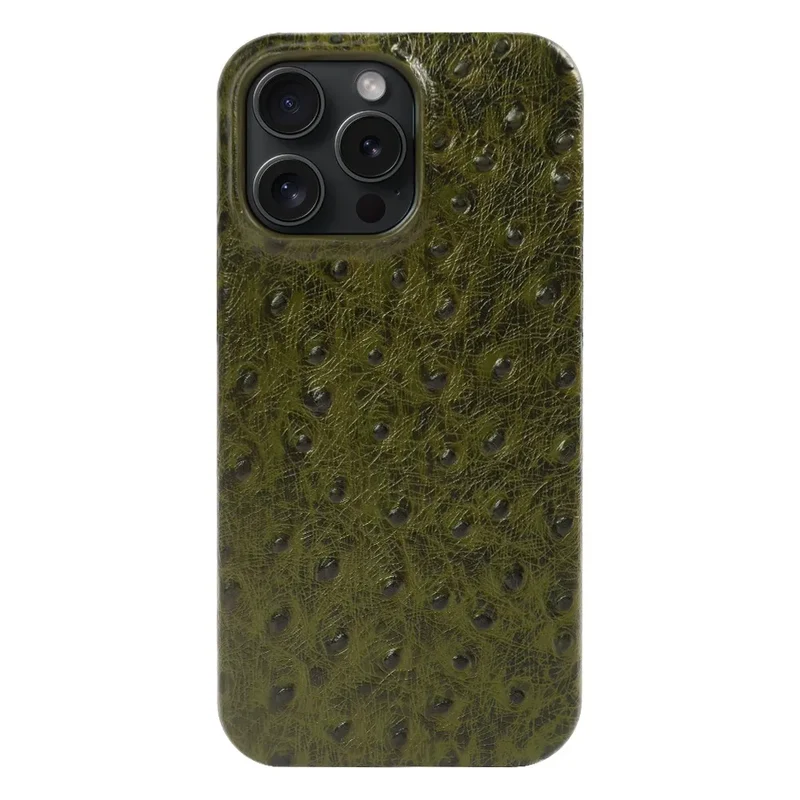 Telefoonhoesje Echt Struisvogeleer iPhone 14 15 16 17 Alle Modellen Schokdempend Luxe Premium Leer Bescherming | Sansoti