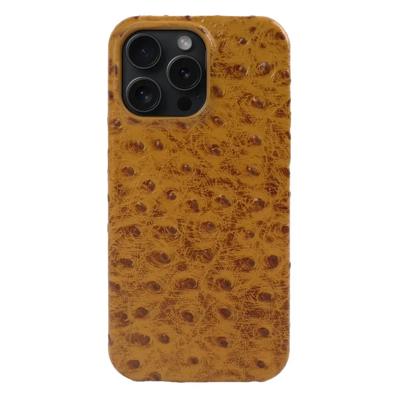 Telefoonhoesje Echt Struisvogeleer iPhone 14 15 16 17 Alle Modellen Schokdempend Luxe Premium Leer Bescherming | Sansoti