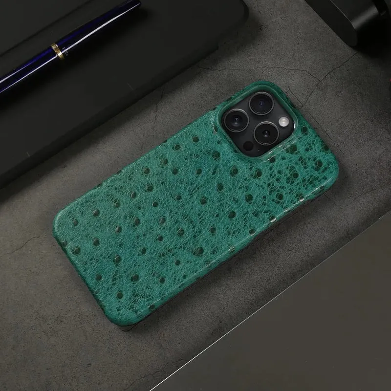 Telefoonhoesje Echt Struisvogeleer iPhone 14 15 16 17 Alle Modellen Schokdempend Luxe Premium Leer Bescherming | Sansoti