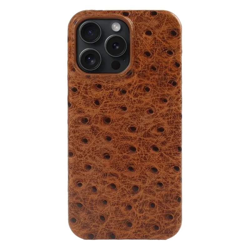 Telefoonhoesje Echt Struisvogeleer iPhone 14 15 16 17 Alle Modellen Schokdempend Luxe Premium Leer Bescherming | Sansoti