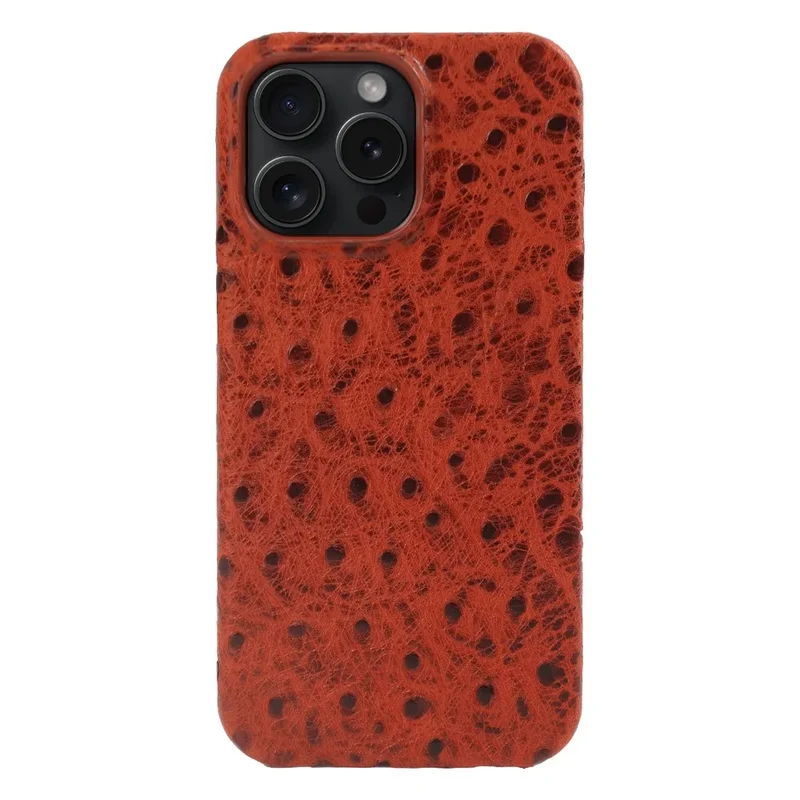 Telefoonhoesje Echt Struisvogeleer iPhone 14 15 16 17 Alle Modellen Schokdempend Luxe Premium Leer Bescherming | Sansoti
