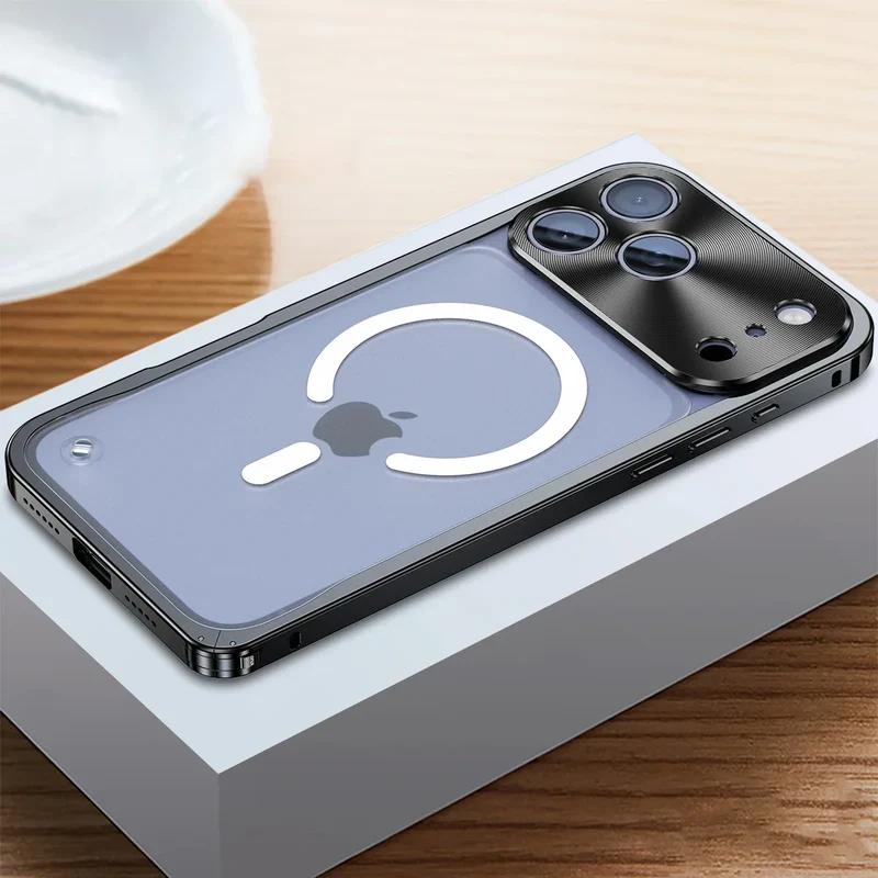 Gemetalliseerde iPhone Hoes met Magnetische Ring - Schokabsorberend Frame Matte Achterkant Telefoonbescherming | Sansoti