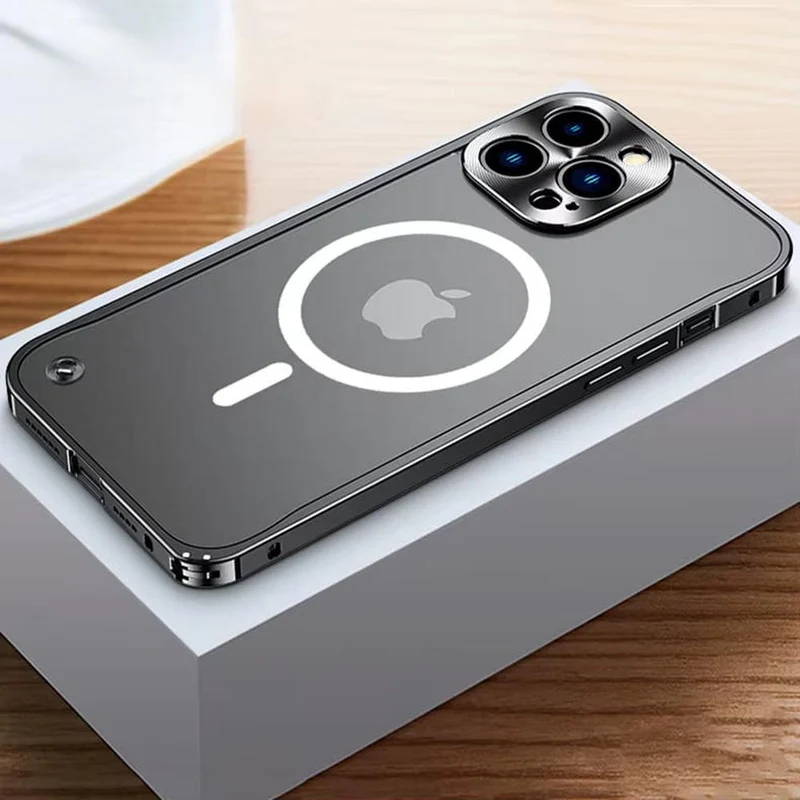 Gemetalliseerde iPhone Hoes met Magnetische Ring - Schokabsorberend Frame Matte Achterkant Telefoonbescherming | Sansoti