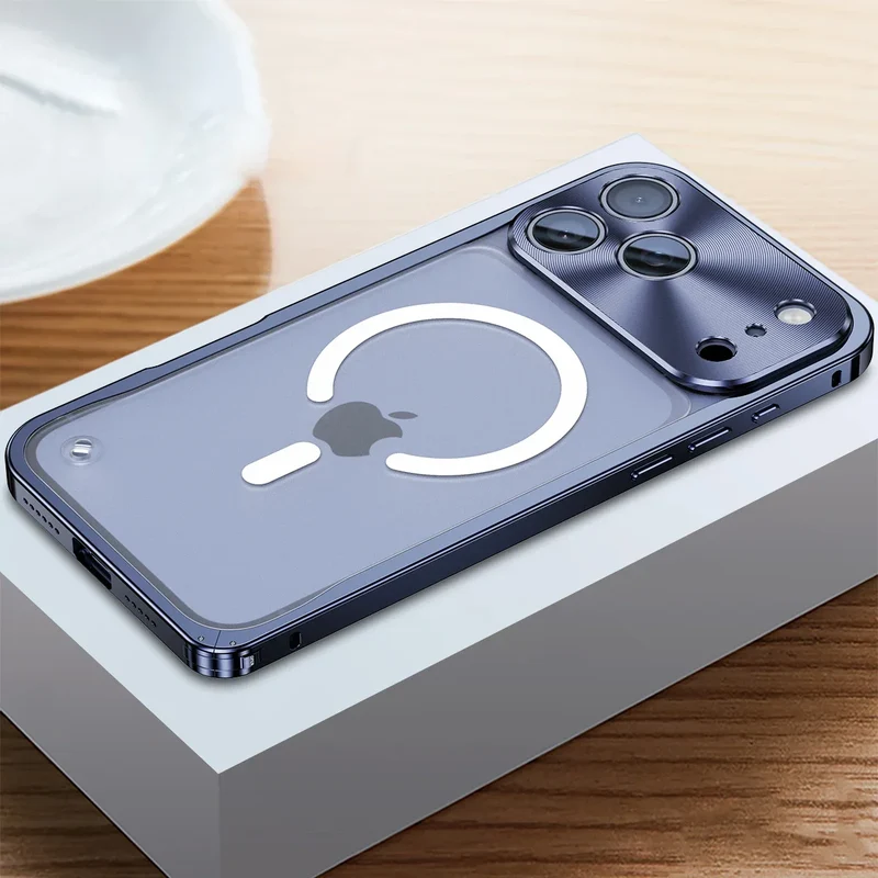Gemetalliseerde iPhone Hoes met Magnetische Ring - Schokabsorberend Frame Matte Achterkant Telefoonbescherming | Sansoti