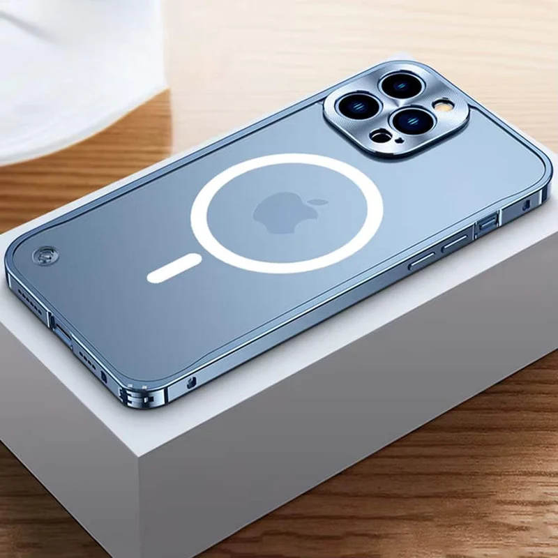 Gemetalliseerde iPhone Hoes met Magnetische Ring - Schokabsorberend Frame Matte Achterkant Telefoonbescherming | Sansoti