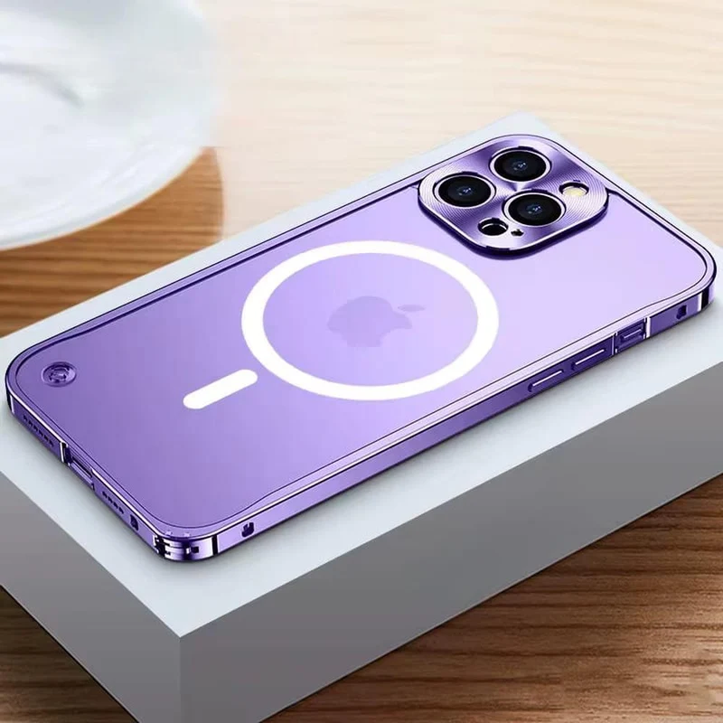 Gemetalliseerde iPhone Hoes met Magnetische Ring - Schokabsorberend Frame Matte Achterkant Telefoonbescherming | Sansoti