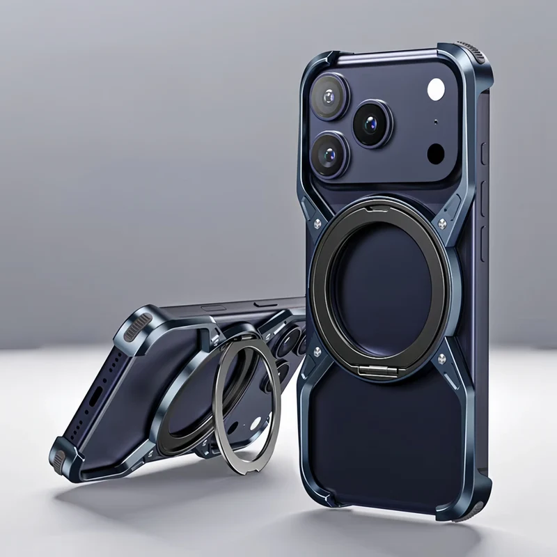 Aluminium X-Frame Telefoonhoesje iPhone 14 15 16 17 Pro Max Randloos Schokbestendig Titanium Design Luxe | Sansoti