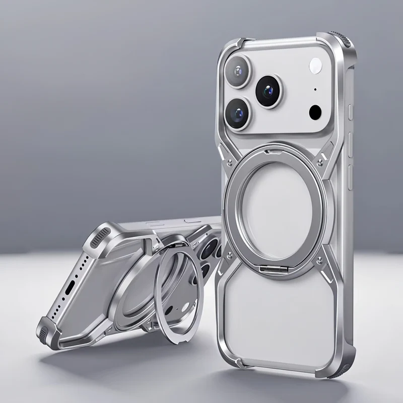 Aluminium X-Frame Telefoonhoesje iPhone 14 15 16 17 Pro Max Randloos Schokbestendig Titanium Design Luxe | Sansoti