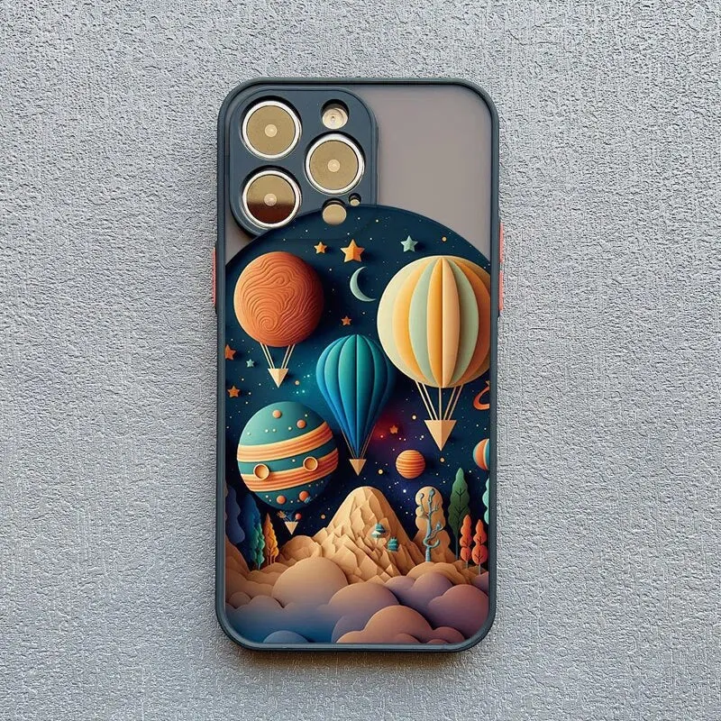 Telefoonhoesje met 3D Landschap Effect voor iPhone 14 15 16 17 Zachte Siliconen Beschermhoes Telefoonaccessoire | Sansoti