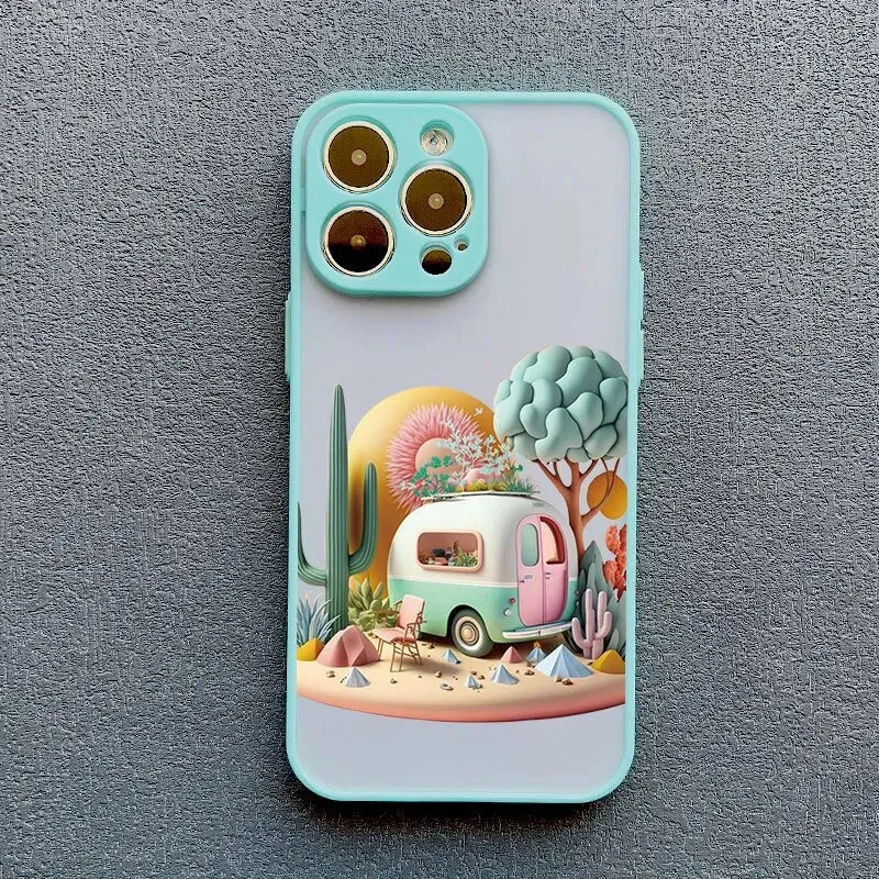 Telefoonhoesje met 3D Landschap Effect voor iPhone 14 15 16 17 Zachte Siliconen Beschermhoes Telefoonaccessoire | Sansoti