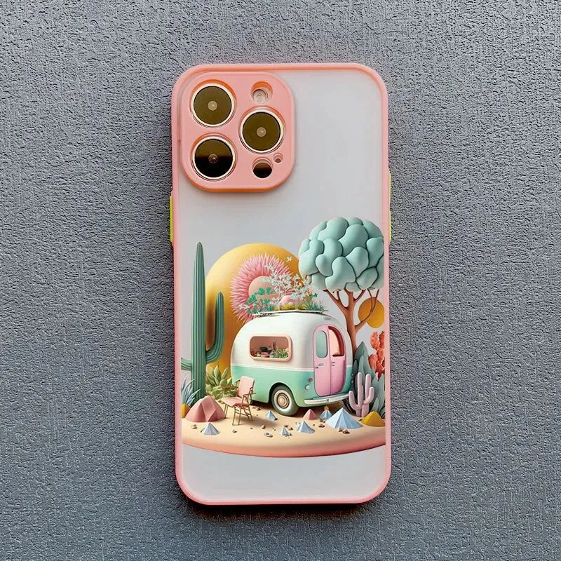 Telefoonhoesje met 3D Landschap Effect voor iPhone 14 15 16 17 Zachte Siliconen Beschermhoes Telefoonaccessoire | Sansoti