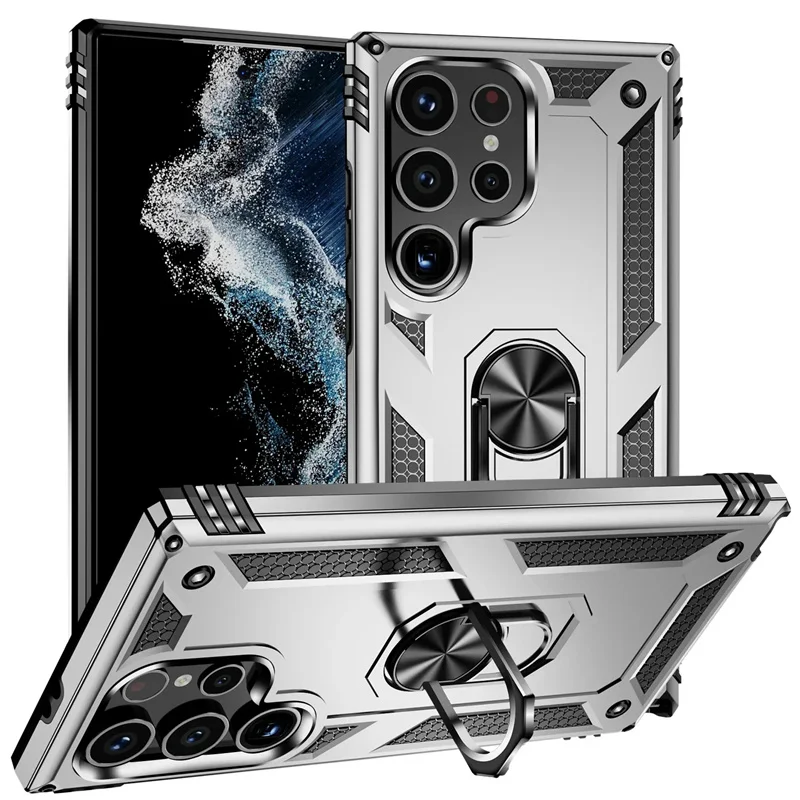 Verstevigde Telefoonhoes met Draaibare Ringhouder en Magnetische Plaat voor Samsung Galaxy Smartphones | Sansoti
