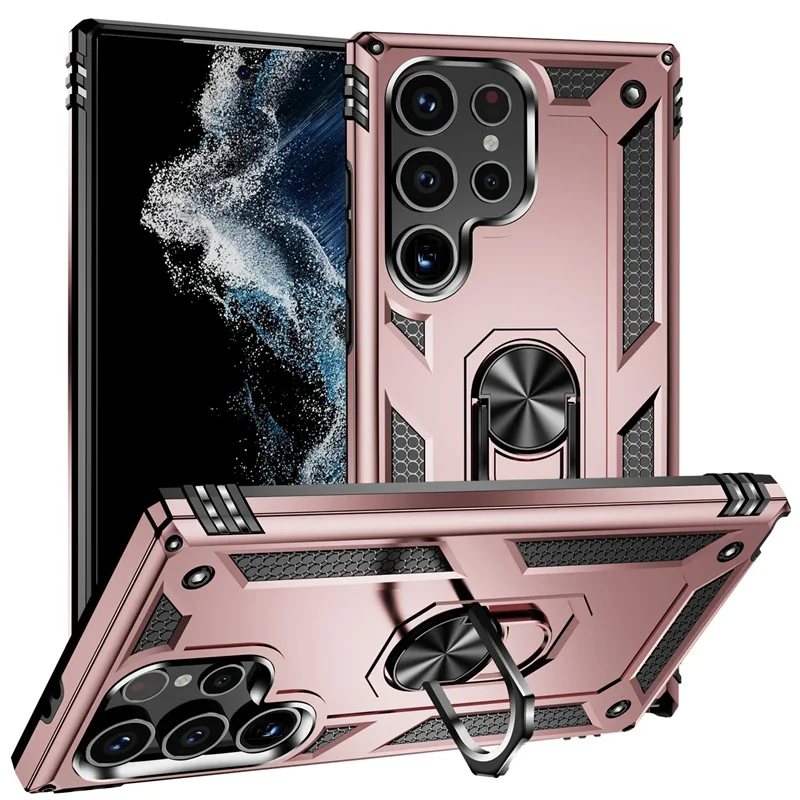 Verstevigde Telefoonhoes met Draaibare Ringhouder en Magnetische Plaat voor Samsung Galaxy Smartphones | Sansoti