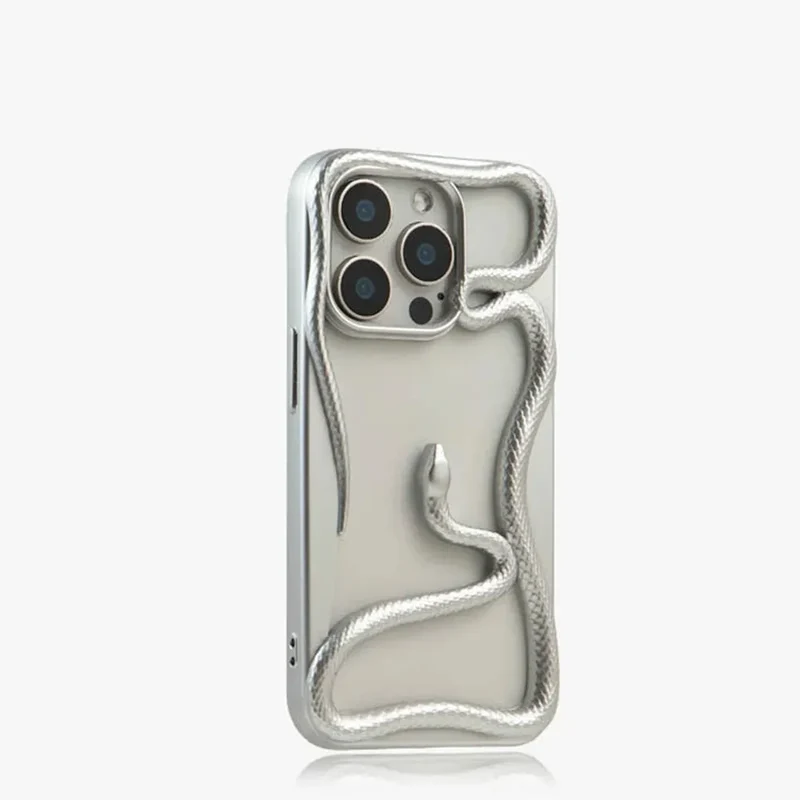 iPhone Hoesje met Slangpatroon en Verstevigde Bumper – Matte en Verchroomde Afwerking voor iPhone 12-17 | Sansoti