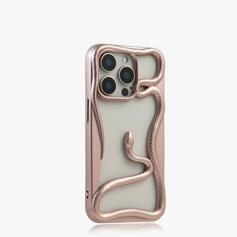iPhone Hoesje met Slangpatroon en Verstevigde Bumper – Matte en Verchroomde Afwerking voor iPhone 12-17 | Sansoti
