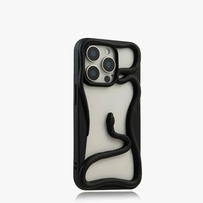 iPhone Hoesje met Slangpatroon en Verstevigde Bumper – Matte en Verchroomde Afwerking voor iPhone 12-17 | Sansoti