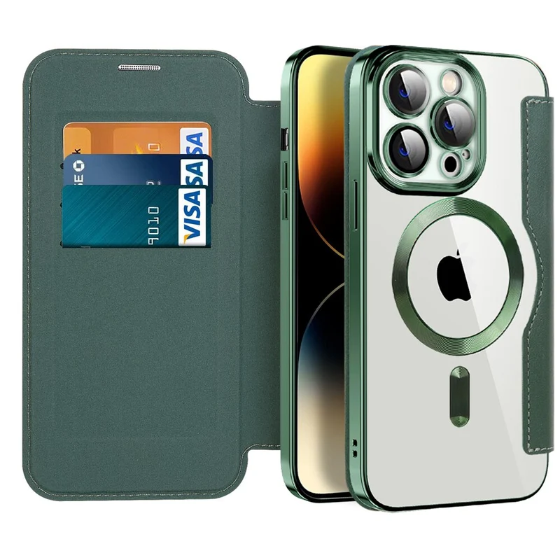 Transparante Portemonnee Telefoonhoes met MagSafe en RFID-blokkering voor iPhone 12 13 14 15 16 17 Reeks | Sansoti