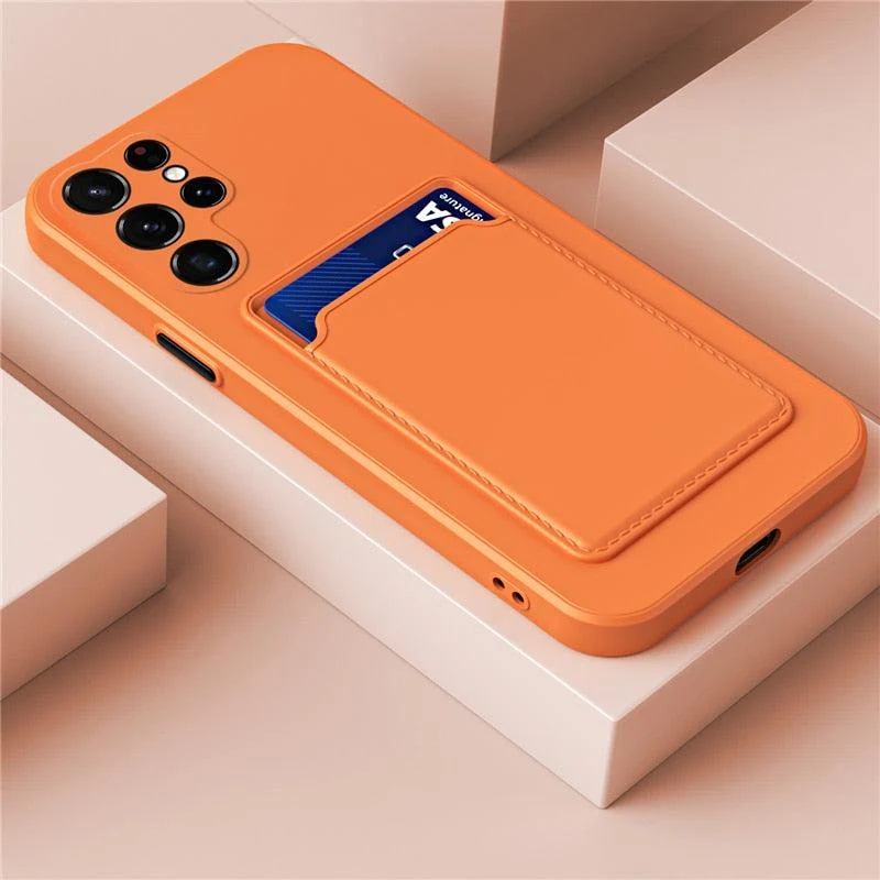 Telefoonhoesje met Kaartvak Siliconen Bescherming Schokabsorberend Kaarthouder Smartphone Pasjeshouder | Sansoti