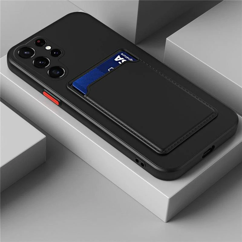 Telefoonhoesje met Kaartvak Siliconen Bescherming Schokabsorberend Kaarthouder Smartphone Pasjeshouder | Sansoti