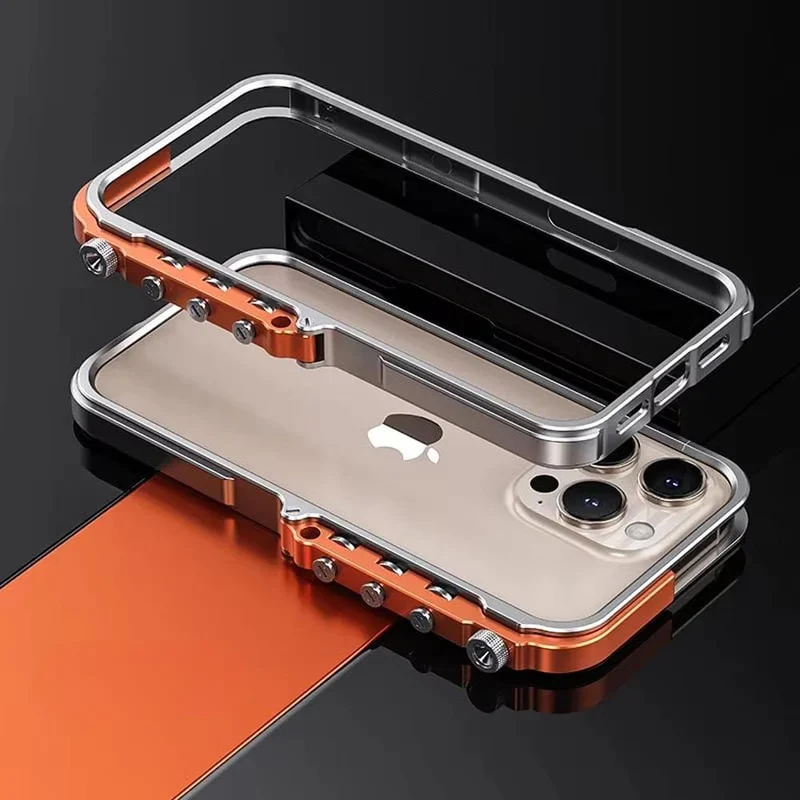Metalen iPhone Hoesje met Mechanische Structuur Aluminium Frame Shockbestemming Bescherming voor 13 14 15 16 17 | Sansoti