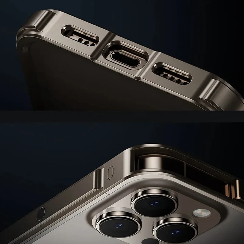 Metalen iPhone Hoesje met Mechanische Structuur Aluminium Frame Shockbestemming Bescherming voor 13 14 15 16 17 | Sansoti
